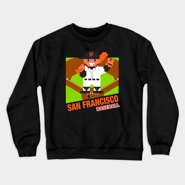 San Francisco Baseball 8 bit pixel art cartridge design Crewneck Sweatshirt by MulletHappens